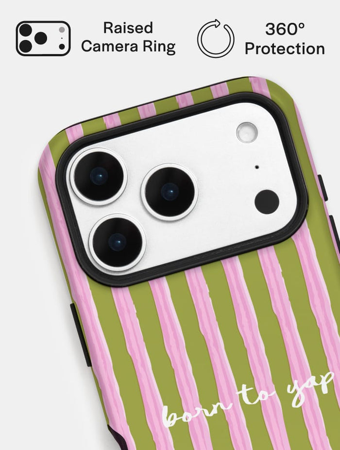 Born to Yap Stripey Quote Ultra Protective iPhone Case. Phone Cases Skinnydip London