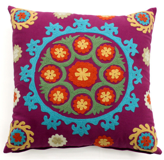 Bright Suzani Modern Pillow - Sabira Collection