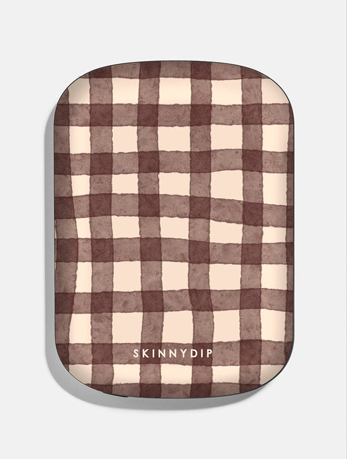 Brown Gingham Portable Magsafe Charger Portable Chargers Skinnydip London