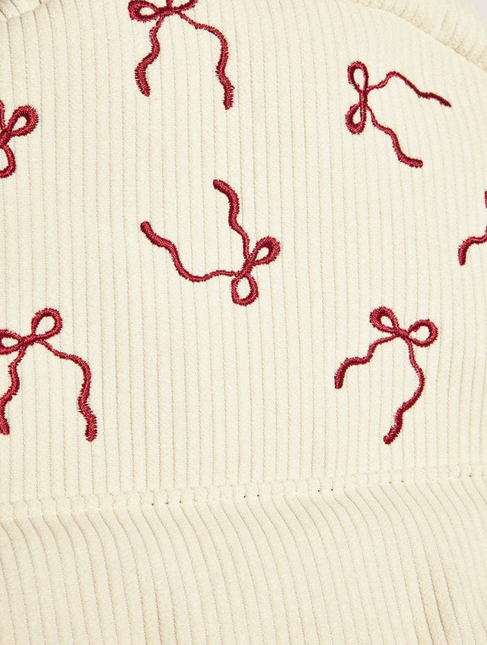 Burgandy Bow Embroidered Backpack Backpacks Skinnydip London