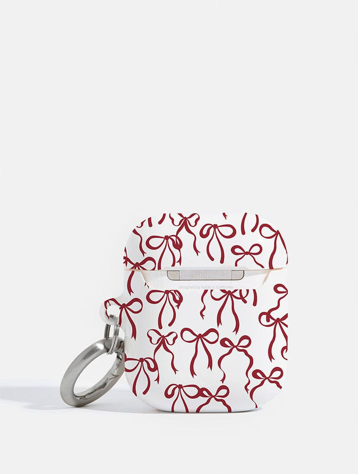 Burgundy Bows AirPods Case AirPods Cases Skinnydip London
