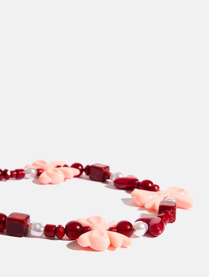 Burgundy Bows Beaded Strap Phone Grips Skinnydip London