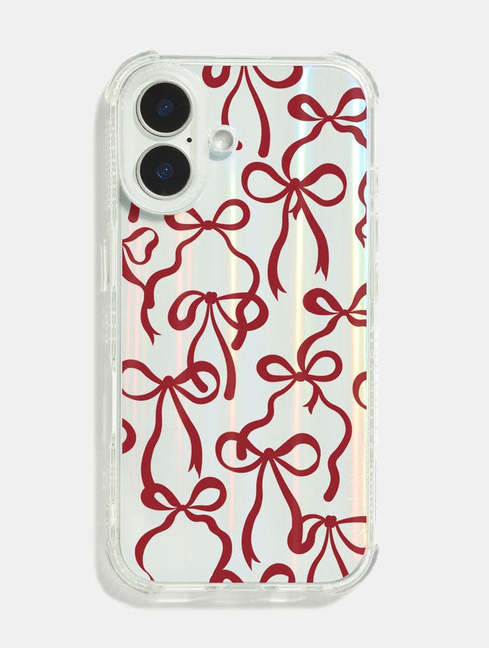 Burgundy Bows Shock iPhone Case Phone Cases Skinnydip London