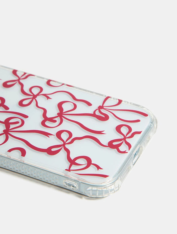 Burgundy Bows Shock iPhone Case Phone Cases Skinnydip London