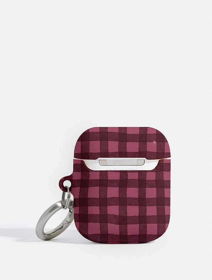 Burgundy Gingham AirPods Case AirPods Cases Skinnydip London