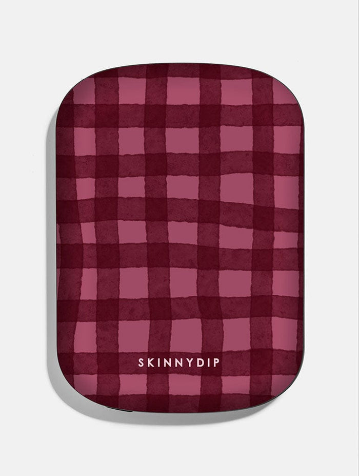 Burgundy Gingham Portable Magsafe Charger Portable Chargers Skinnydip London