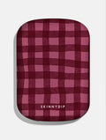 Burgundy Gingham Portable Magsafe Charger Portable Chargers Skinnydip London