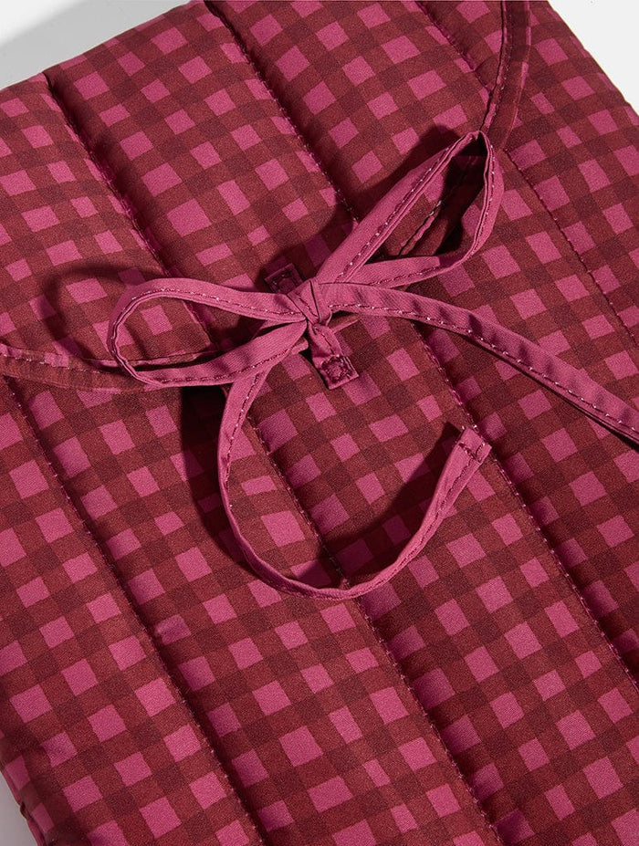 Burgundy Gingham Quilted Bow Laptop Sleeve Laptop Cases Skinnydip London