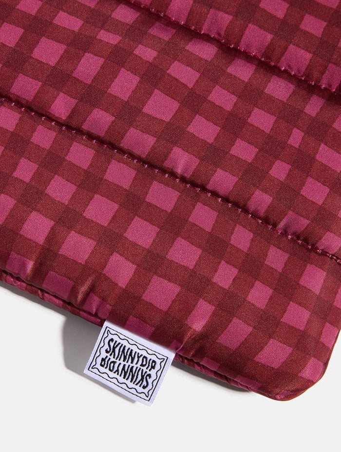 Burgundy Gingham Quilted Bow Laptop Sleeve Laptop Cases Skinnydip London