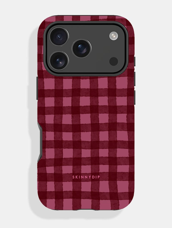 Burgundy Gingham Ultra Protective iPhone Case Phone Cases Skinnydip London