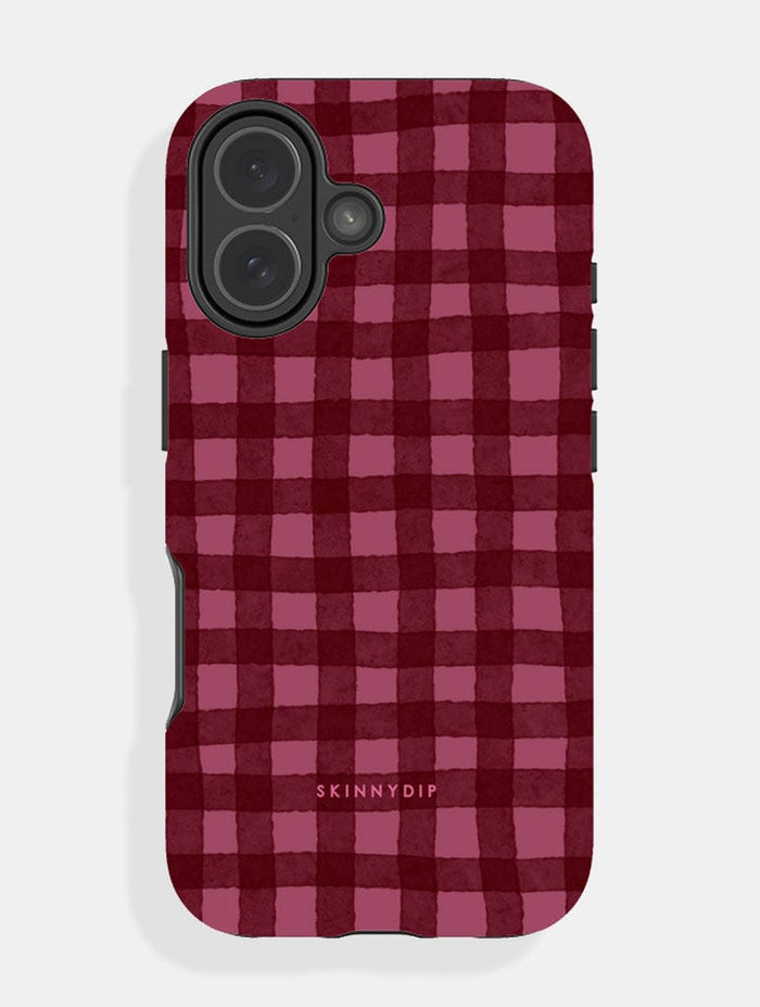 Burgundy Gingham Ultra Protective iPhone Case Phone Cases Skinnydip London