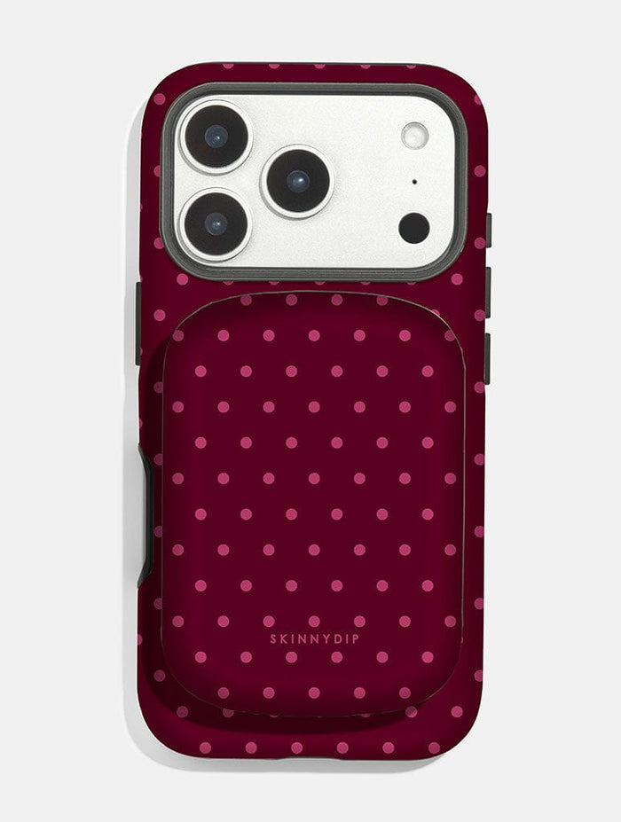 Burgundy Mini Dots Portable Magsafe Charger Portable Chargers Skinnydip London
