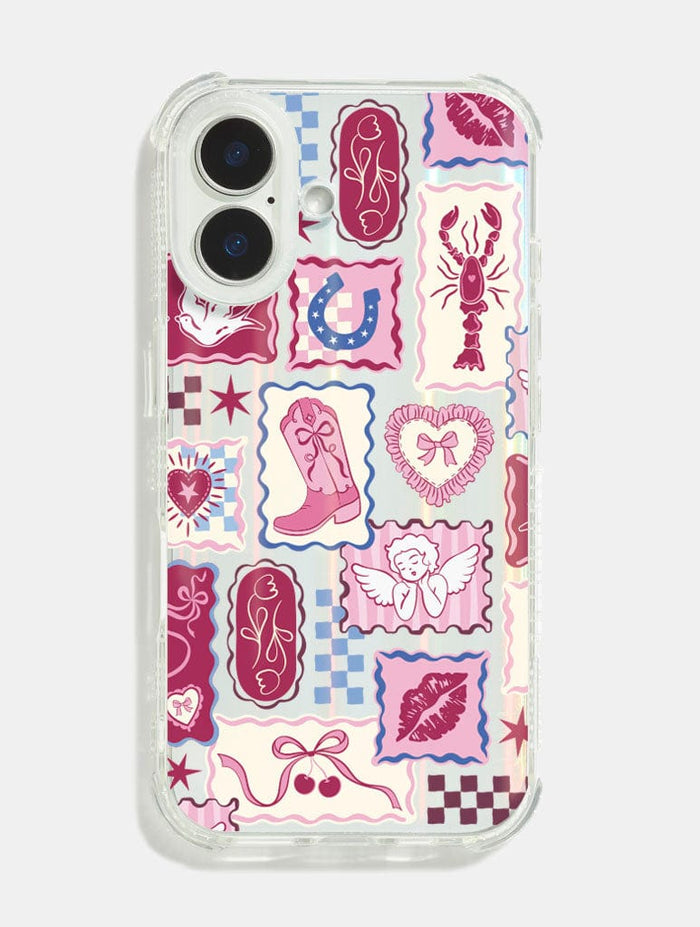 Burgundy Patchwork Shock iPhone Case Phone Cases Skinnydip London