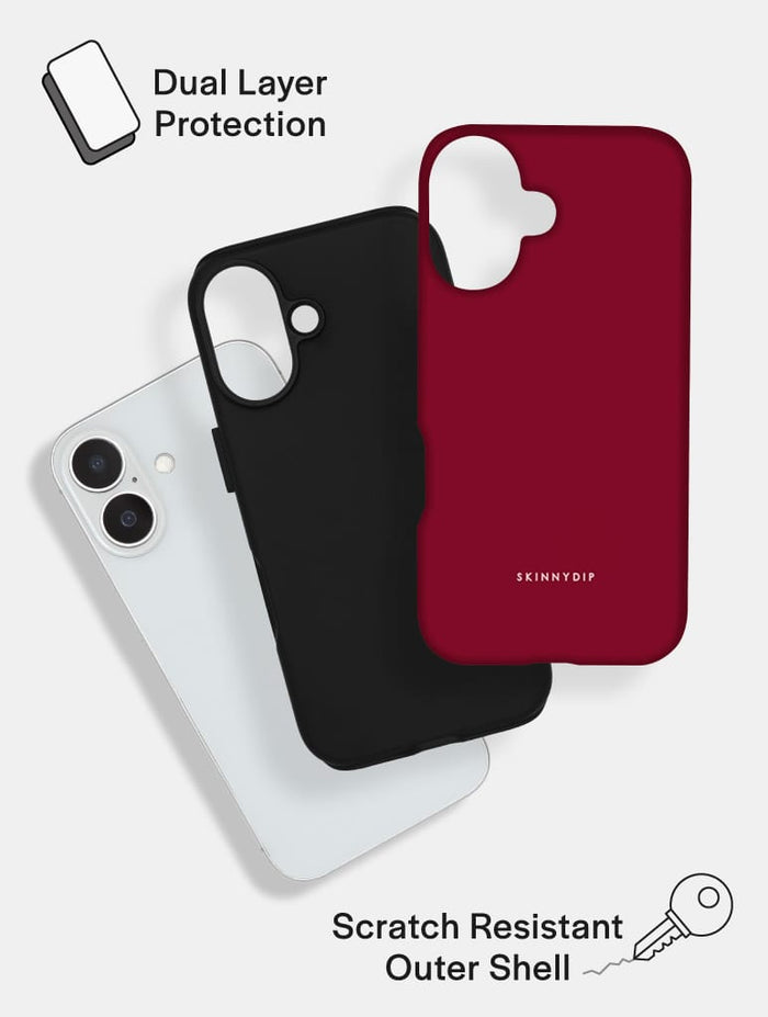 Burgundy with Pink Solid Colour Ultra Protective iPhone Case Phone Cases Skinnydip London