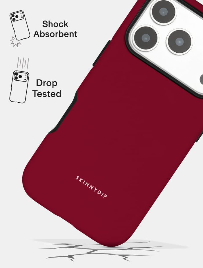 Burgundy with Pink Solid Colour Ultra Protective iPhone Case Phone Cases Skinnydip London