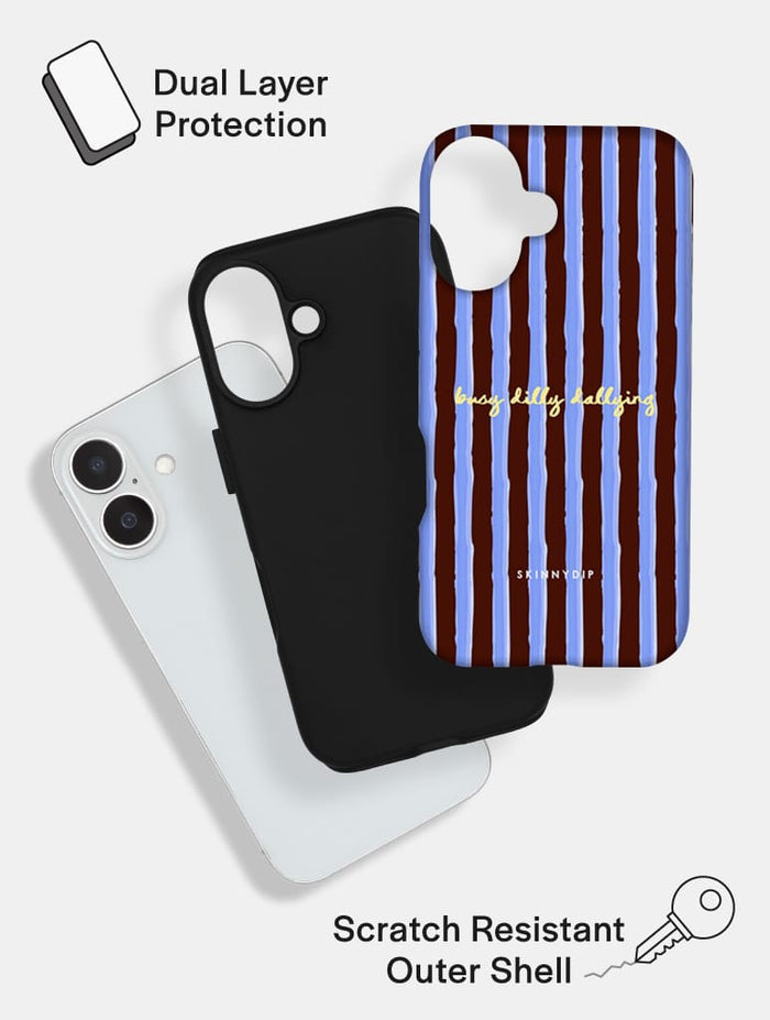 Busy Dilly Dallying Stripey Quote Ultra Protective iPhone Case Phone Cases Skinnydip London