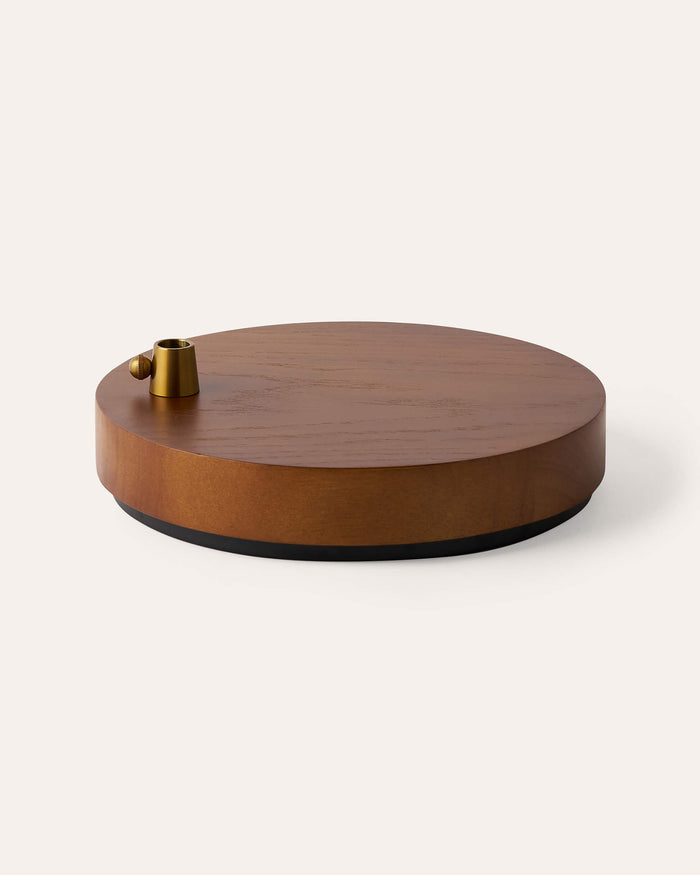 Canvas LED desk lamp wooden base