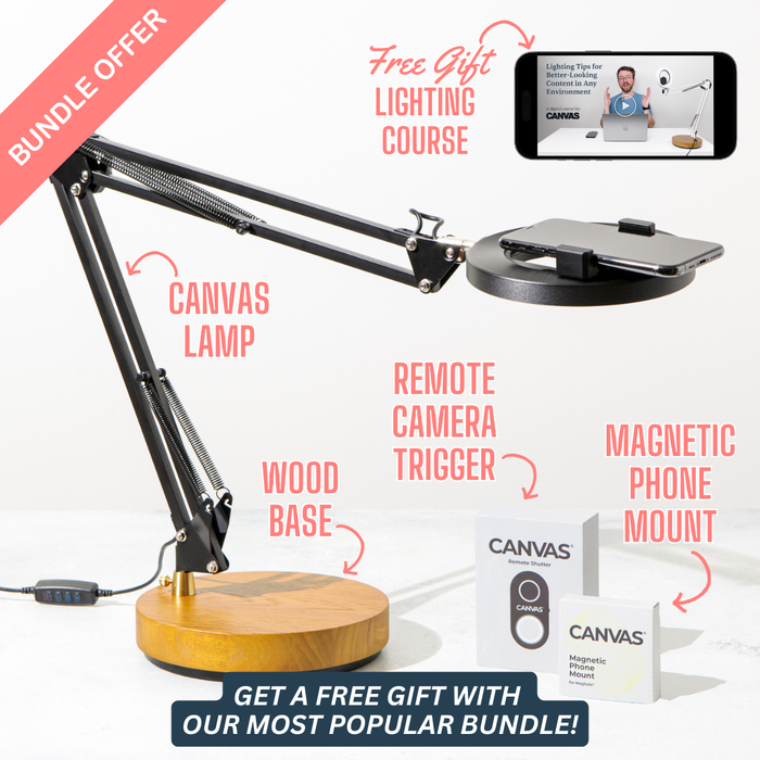 Black / w/ Weighted Wood Base + Magnetic Mount + Remote Trigger + FREE Course