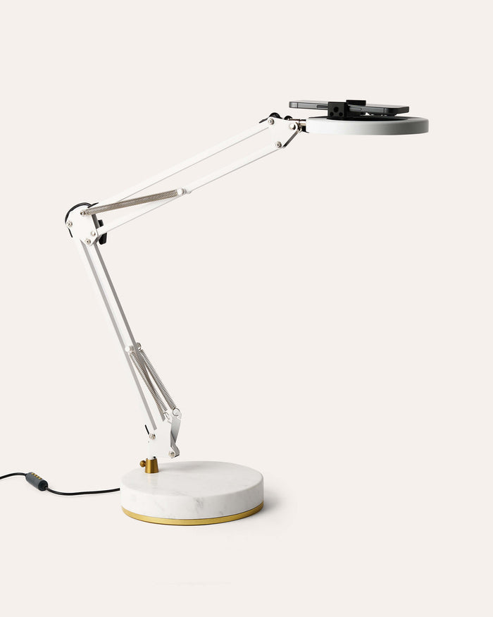 Canvas Lamp with Weighted Marble Base