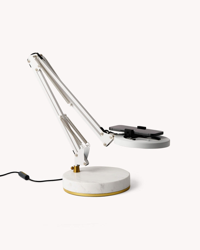 Canvas Lamp with Weighted Marble Base