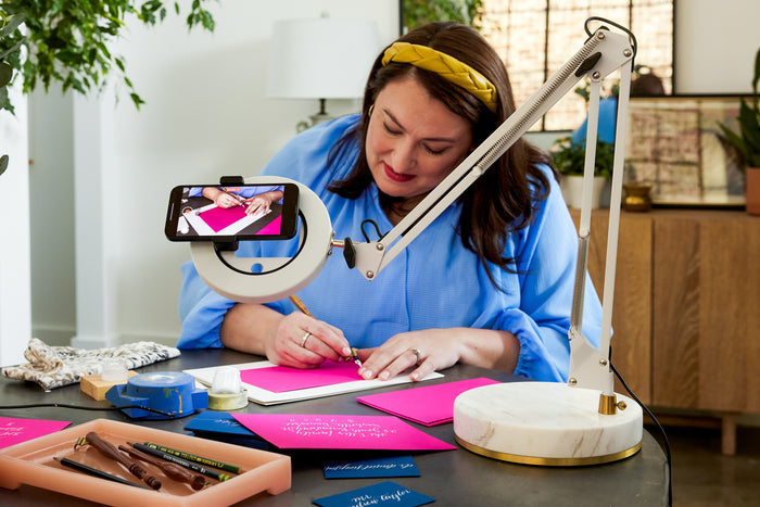 Canvas Lamp with Weighted Marble Base
