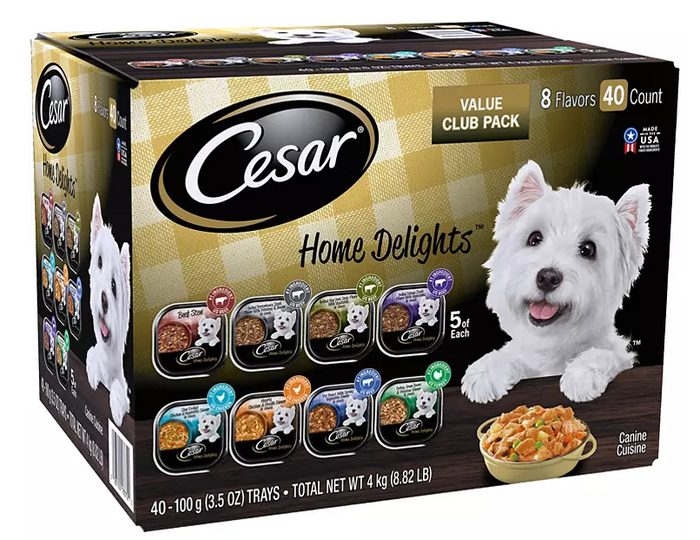 Cesar Home Delights Wet Dog Food, 8 Flavor Variety Pack in Sauces (3.5 oz., 40 ct.) - Eshop House LLC