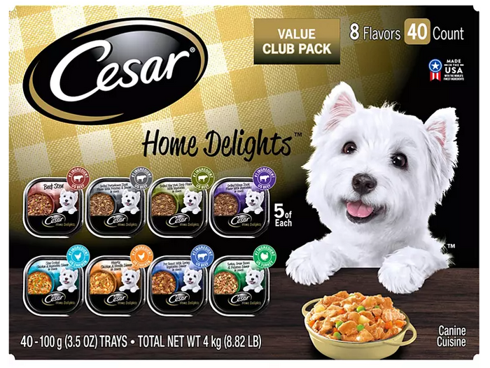 Cesar Home Delights Wet Dog Food, 8 Flavor Variety Pack in Sauces (3.5 oz., 40 ct.) - Eshop House LLC