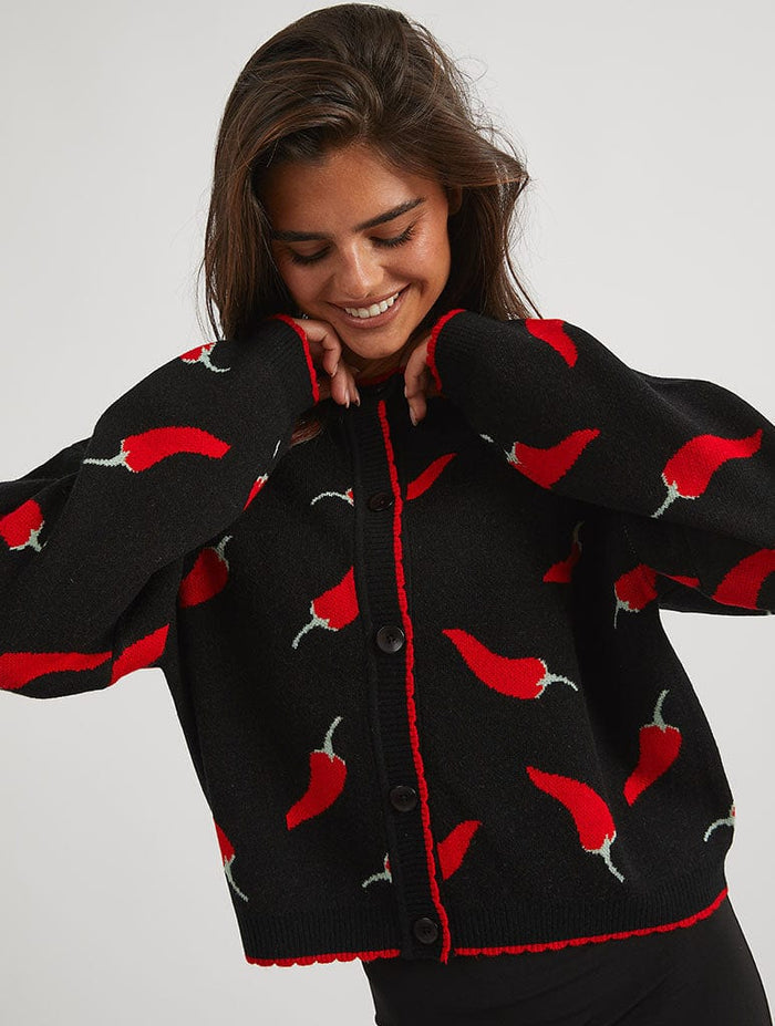 Chilli Black Knitted Cardigan Jumpers & Cardigans Skinnydip London