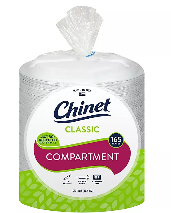 Chinet Classic White 10-3/8" Dinner 3-Compartment Plates (165 ct.) - Eshop House LLC