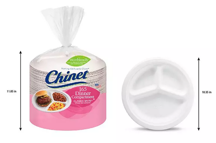 Chinet Classic White 10-3/8" Dinner 3-Compartment Plates (165 ct.) - Eshop House LLC