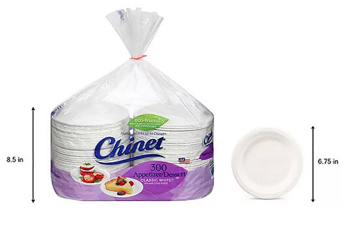 Chinet Classic White Appetizer & Dessert Plates, 6.75" (300 ct.) - Eshop House LLC