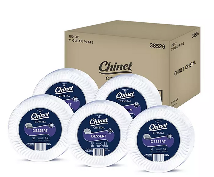 Chinet Cut Crystal Clear Plastic 7" Dessert Plates Case (150 ct.) - Eshop House LLC