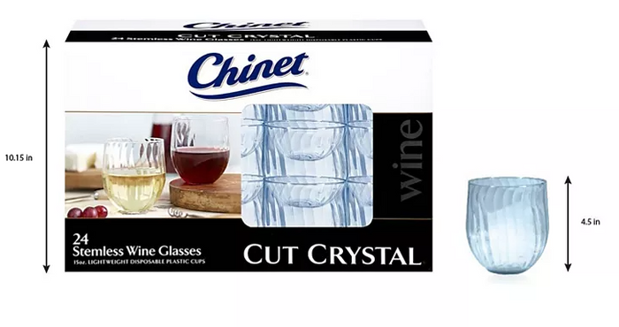 Chinet Cut Crystal Stemless Plastic Wine Glasses, 15 oz. (48 ct.) - Eshop House LLC