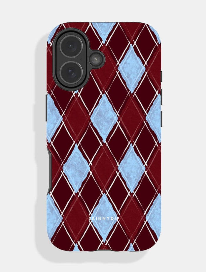Chocolate and Blue Argle Check Ultra Protective iPhone Case Phone Cases Skinnydip London