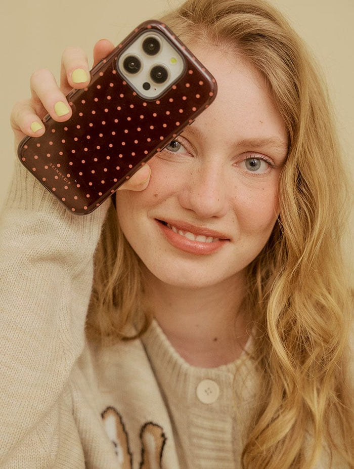 Chocolate Brown Mini Dots Ultra Protective iPhone Case Phone Cases Skinnydip London