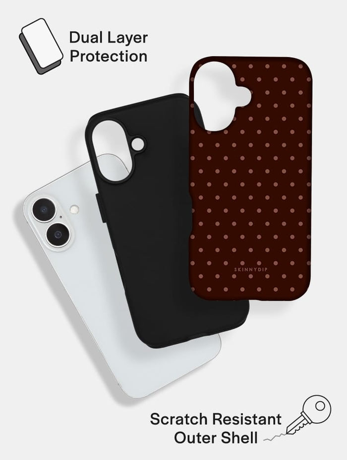 Chocolate Brown Mini Dots Ultra Protective iPhone Case Phone Cases Skinnydip London