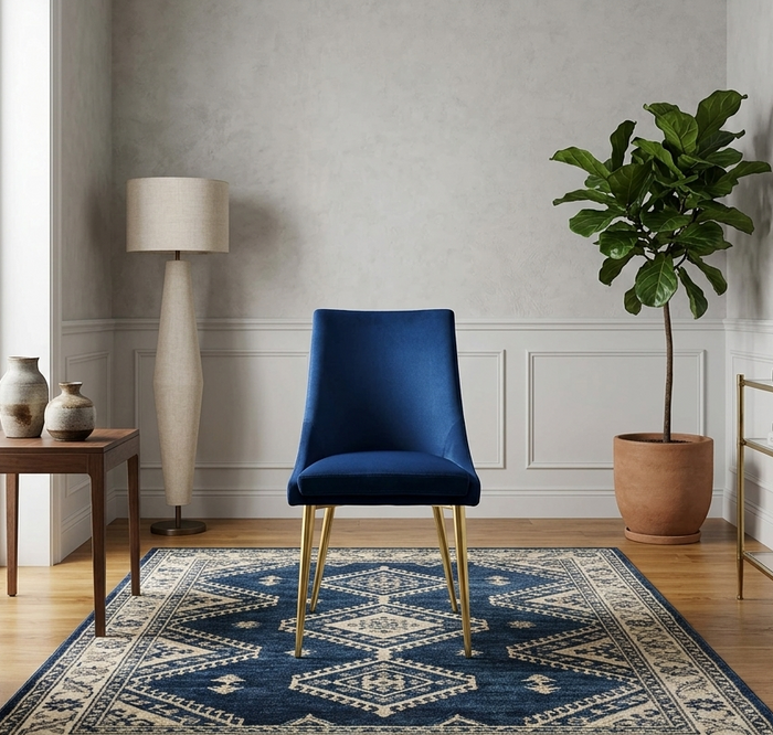 Clasp Velvet Dining Chair - Navy Denmark Home