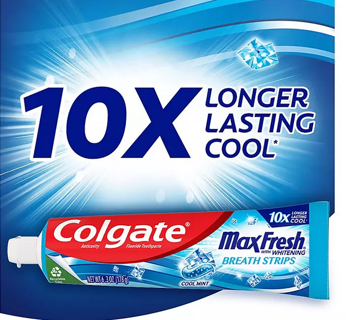 Colgate Max Fresh Toothpaste with Mini Breath Strips, Cool Mint (7.3 oz., 5 pk)
