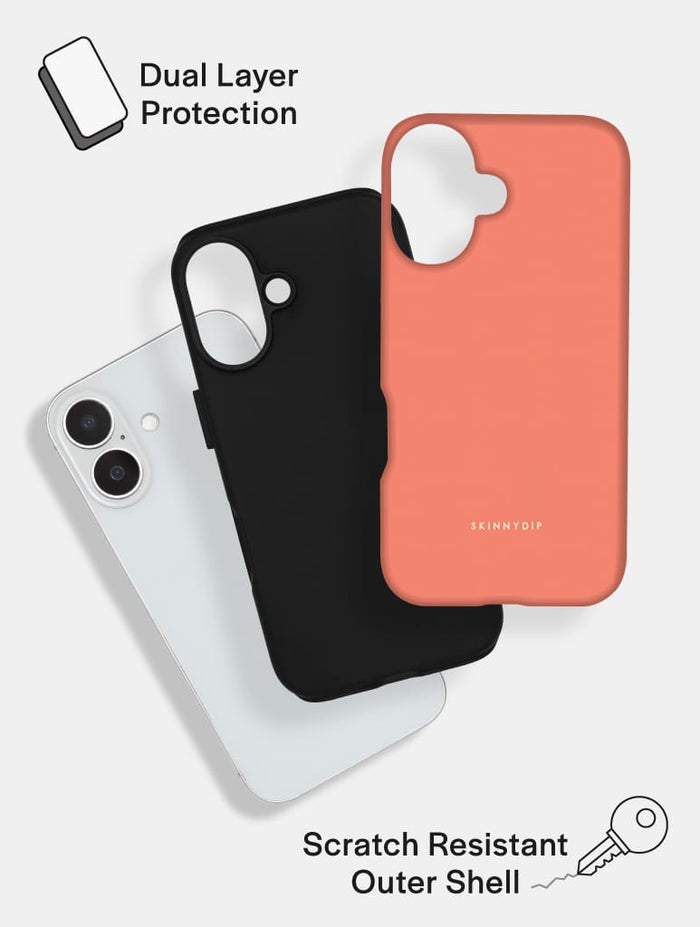 Coral with Cream Solid Colour Ultra Protective iPhone Case Phone Cases Skinnydip London