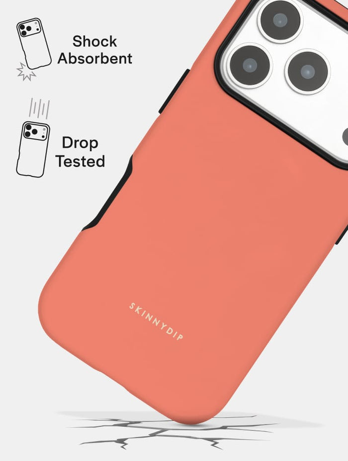 Coral with Cream Solid Colour Ultra Protective iPhone Case Phone Cases Skinnydip London