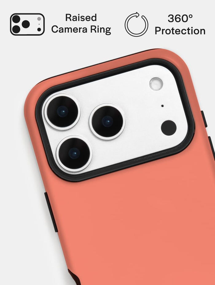 Coral with Cream Solid Colour Ultra Protective iPhone Case Phone Cases Skinnydip London