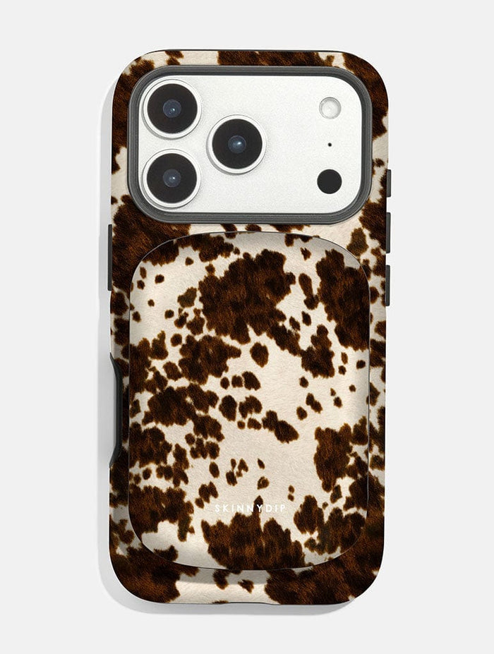 Cow Print Brown and Cream Portable Magsafe Charger Portable Chargers Skinnydip London