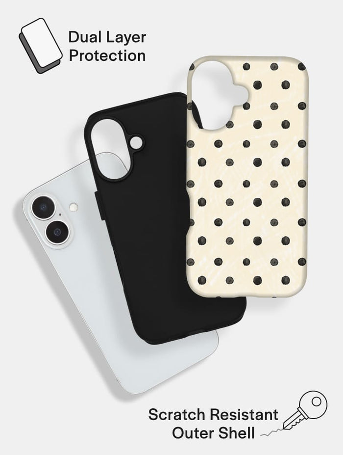 Cream And Black Painted Polka Dot Ultra Protective iPhone Case Phone Cases Skinnydip London