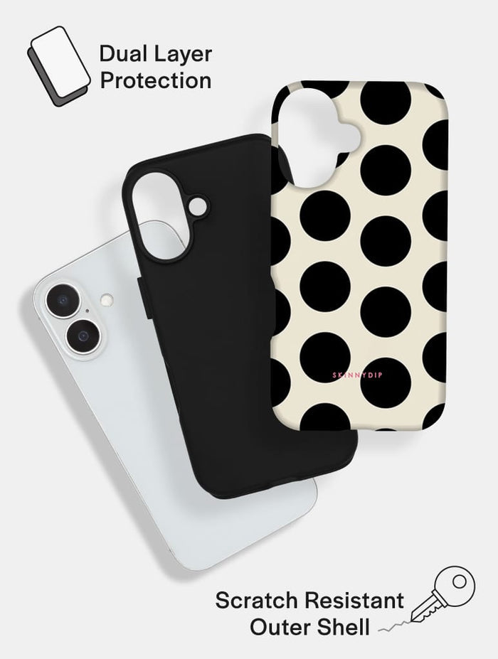 Cream and Black Polka Dots Ultra Protective iPhone Case Phone Cases Skinnydip London