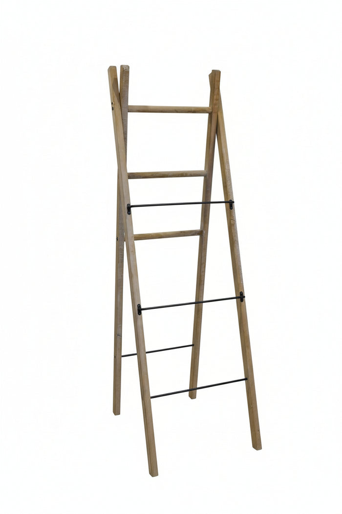 Decorative Wood Ladder w/ 3 Metal Rungs