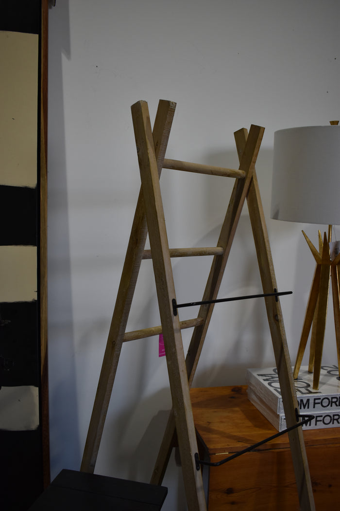 Decorative Wood Ladder w/ 3 Metal Rungs