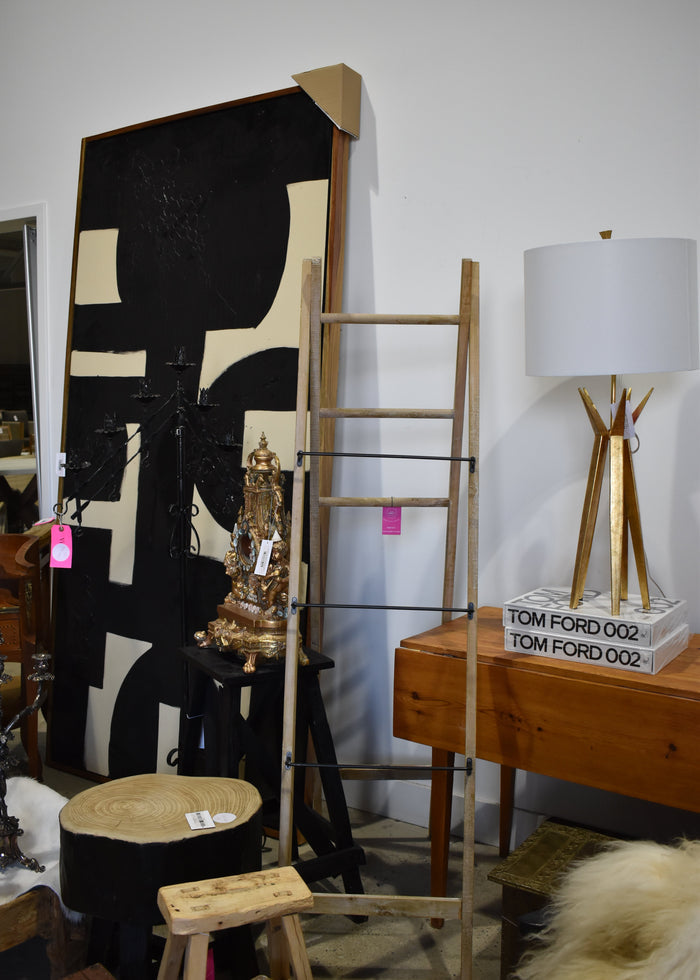 Decorative Wood Ladder w/ 3 Metal Rungs