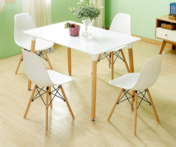 Diningset-A04 / White Dining Table 1.2M/MDF with 4 chairs