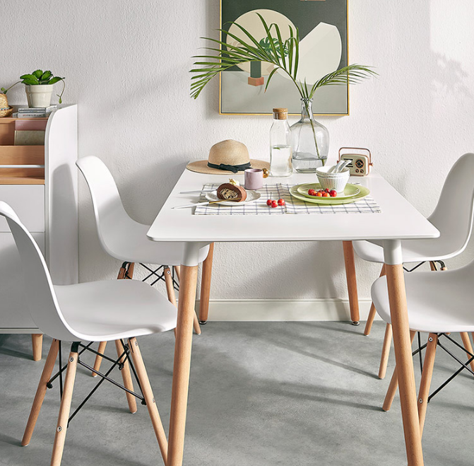 Diningset-A04 / White Dining Table 1.2M/MDF with 4 chairs