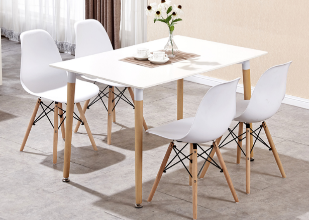 Diningset-A04 / White Dining Table 1.2M/MDF with 4 chairs